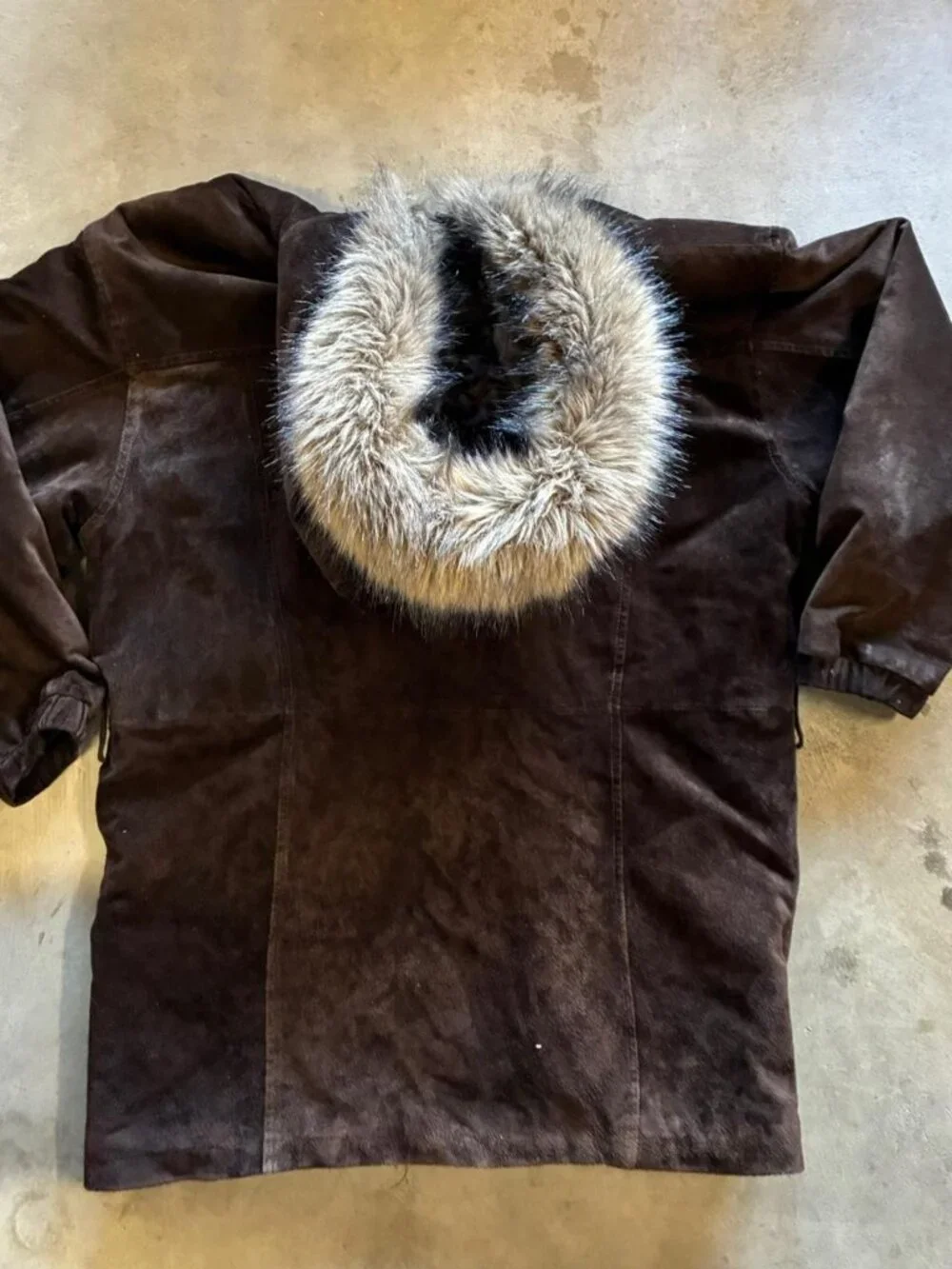 Crazy long Wilson’s leather y2k Fur hooded leather Jacket, insane piece and vint